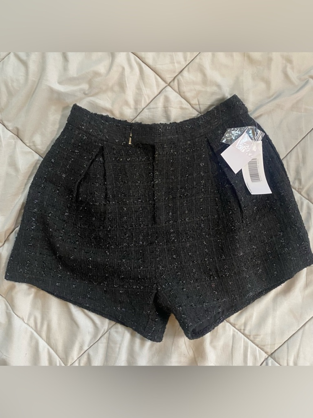 JustFab Black Tweed High-Waist Shorts